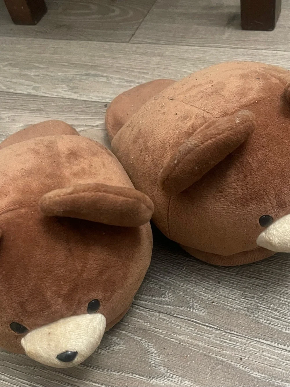 Kids Brown Bear Plush Slippers
